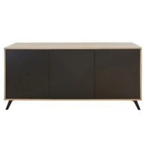 Aparador, Buffet, Salón Comedor 3 Puertas, Armario Auxiliar Color Negro y Madera, Medidas: 138 cm x 70 x 39,5