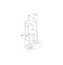 Buffet de Cocina con Estantes y Cajón en Melamina Blanca y Metal Negro, 70x40x205 cm, Ideal para Almacenamiento en Cocinas