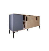 Buffet en Melamina Gris Oscuro y Roble, 180x40x78 cm, Diseño Moderno y Duradero