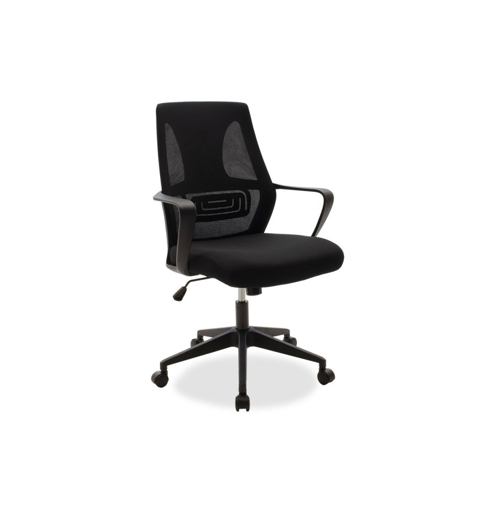 Silla de Oficina con Malla de Tela en Color Negro - 105/97x63x62 cm, Diseño Ergonómico con Buen Respaldo