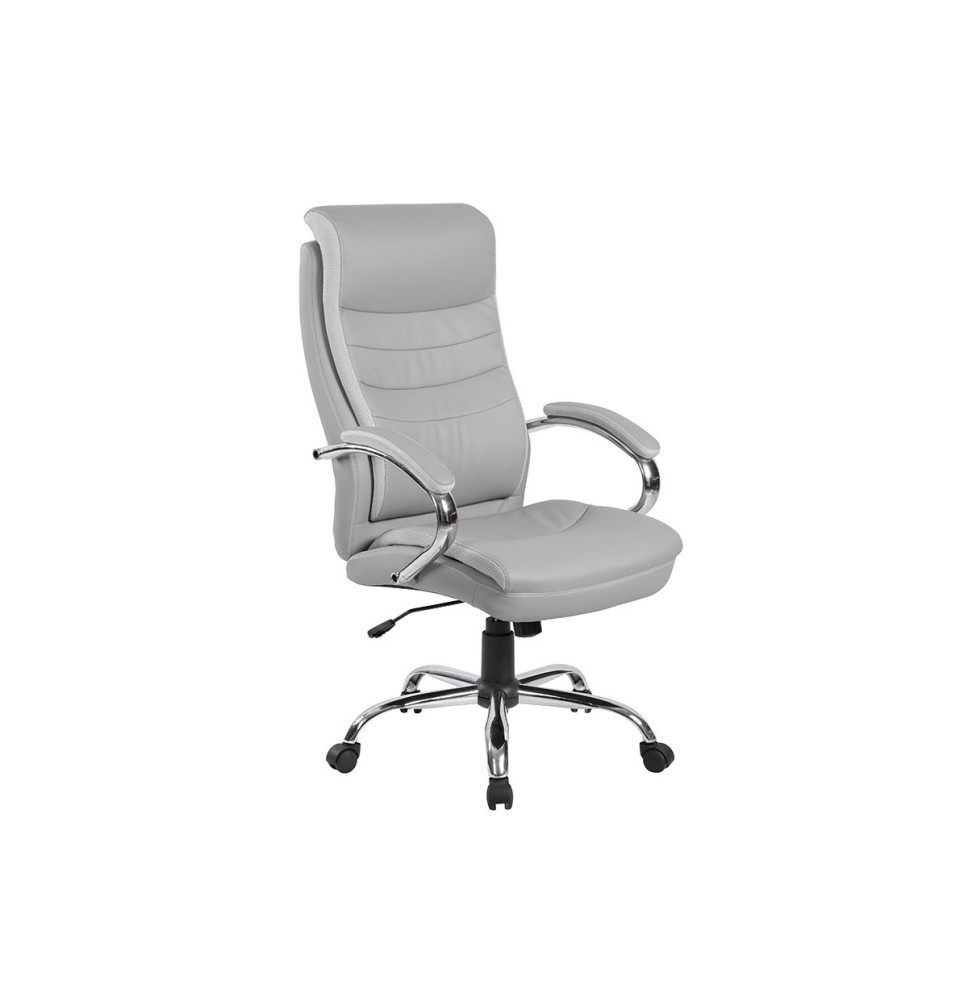 Silla de Oficina Manager en Piel Sintética Gris - 120/111 x 70 x 65 cm - Patas Metálicas