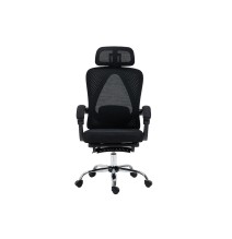 Silla de Oficina Manager con Reposapiés - Premium Quality Tela-Malla Negro - 124/114 x 58 x 62 cm.