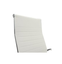 Sillón de Dirección en Piel Sintética Blanca, Silla de oficina - 55,5x58x108 cm.