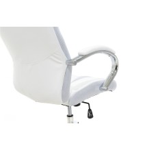 Sillón de Dirección en Piel Sintética Blanco - 125/117 x 64 x 60 cm - Patas Metálicas.