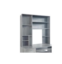 Escritorio-Librería Gris Roble con Múltiples Estantes y 2 Cajones, 120x55x182 cm, Mueble Multifuncional para Oficina o Estudio